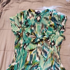 Multi-Color Silky Pleated Short Sleeve Shirt